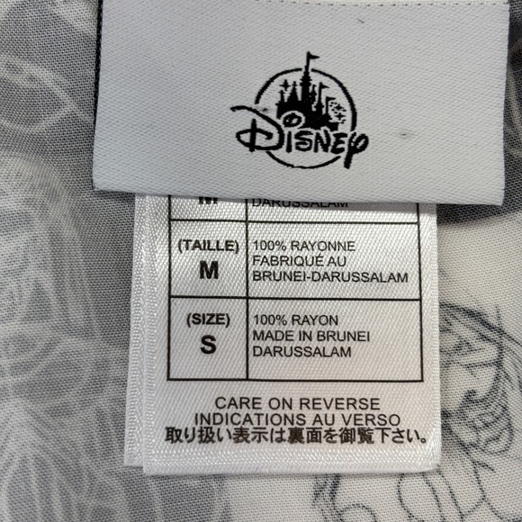 Disney Villains Mens Small Rayon Button Down Shirt Black White  Checkerboard - Picture 5 of 8